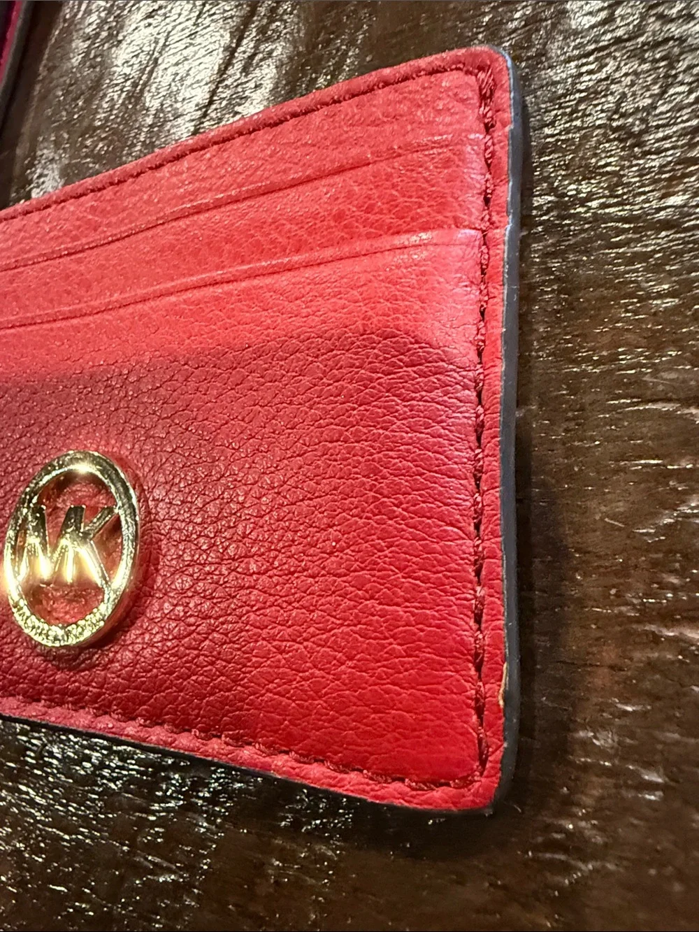 Michael Kors Red Leather Wristlet Card Case